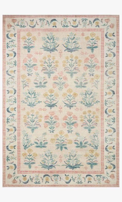 EDE-01 RP MUGHAL ROSE BLUSH | Loloi Rugs Persian Wallpaper, Nursery Mood Board, Blush Rug, Nursery Guest Room, Carpet Inspiration, Classic Color Palette, 5x8 Area Rugs, Unique Area Rugs, Rug Size Guide