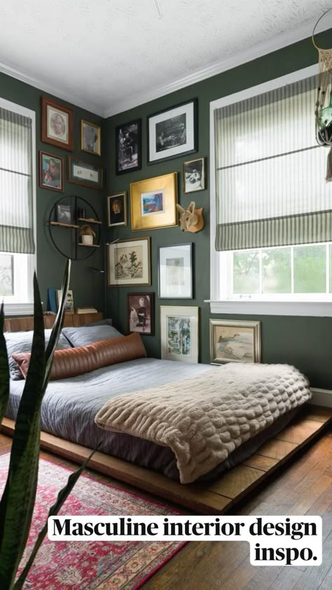 Men’s Earthy Bedroom, Aesthetic Mens Bedroom Ideas, Cozy Men Bedrooms, Minimalist Bedroom Masculine, Bedroom Aesthetic Ideas Minimalist, Small Bedroom Masculine, Mens Small Bedroom Decor, Boho Men Bedroom, Cool Small Bedroom Ideas For Men