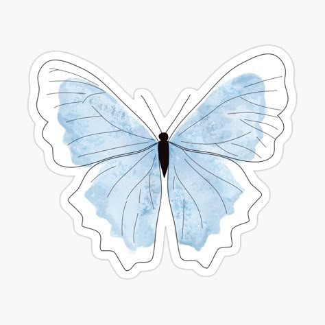 Cute Design For Scrapbook, Blue Design Aesthetic, Blue Aesthetic Printable, Blue Butterfly Design, Butterfly Blue Aesthetic, Blue Printable Stickers, Cute Blue Stickers, Blue Phone Case Stickers, Blue Scrapbook Ideas