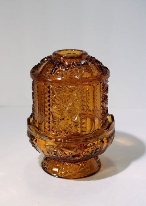 Indian Glass Stars & Bars Fairy Lamp/Light Candle Holder in Amber by OldTownFinds on Etsy Amber Glass Lamp, Round Candle Holder, Glass Fairy, Round Candle, Round Candles, Fairy Lamp, Glass Stars, Fairy Light, Glass Candle Holder