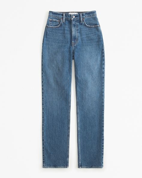 Women's Curve Love Ultra High Rise 90s Straight Jean | Women's Bottoms | Abercrombie.com Blouses With Jeans, 90s Straight Jeans, Wardrobe List, Fashion College, Fashion 2024, College Fashion, Classic Outfits, Spring Outfits Casual, Things I Need