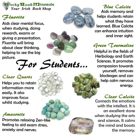 Crystal For Students, Best Crystals For School, Crystals For College Students, Crystals For Students, Crystals For School, Crystal Healing Chart, Empath Protection, Crystal Uses, Best Crystals