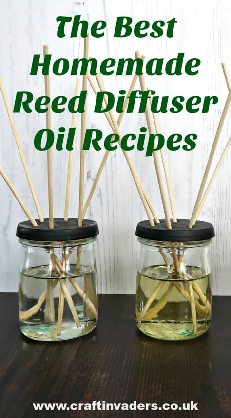 We test the best homemade reed diffuser oil recipes • Craft Invaders Diy Diffuser Oil, Diffuser Oil Recipes, Reed Diffuser Recipe, Reed Diffuser Diy, Homemade Diffuser, Diy Oil Diffuser, Homemade Reed Diffuser, Diy Essential Oil Diffuser, Oil Reed Diffuser