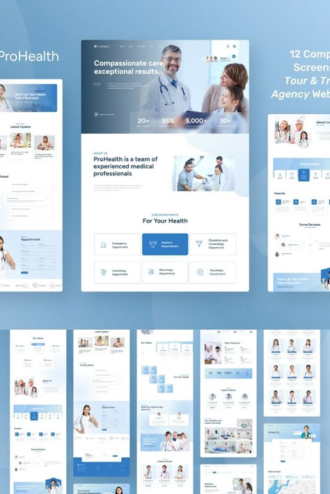 ProHealth - Medical & Healthcare Website Design Figma Template Doctors Website Design, Blog Image Design, Health Insurance Website Design, Lab Website Design, Medical Clinic Website Design, Hospital Website Ui Design, Hospital Web Design, Health Care Website Design, Doctor Website Design