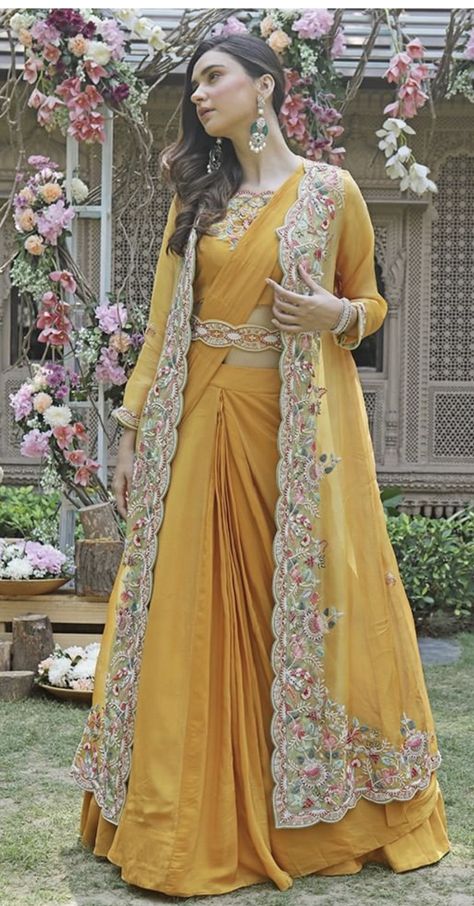 Drape Saree With Shrug, Latest Indian Dress Designs, Shrug Saree Look, Sari With Shrug, Designer Saree With Jacket, Sarees With Shrugs, Saree With A Jacket, Shrug On Saree, Saree Shrug Style