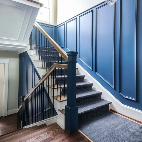 The 24 Best Wainscoting Ideas For Your Home Modern Wayne Scotting Walls, Wainscoting Ideas Great Room, Wainscoting On Tall Walls, Living Room Waynes Coating Wall Colors, Stairs Wainscoting Ideas, Traditional Wainscoting Ideas, Vintage Wainscoting Ideas, Waynes Coating Wall, Wainscoting Color Ideas