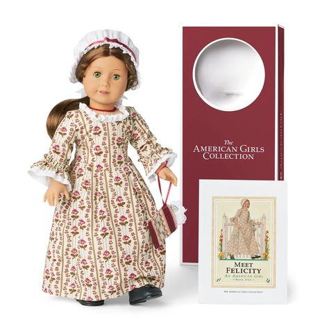 Felicity Merriman (doll) | American Girl Wiki | Fandom Felicity Hair, Original American Girl Dolls, Felicity Merriman, Low Cut Outfit, American Girl Felicity, American Girl Books, Gala Gown, Teal Ribbon, Williamsburg Va