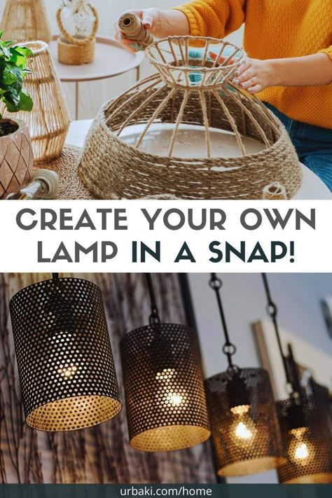 Tired of the endless lamp hunt, trying to find the one that perfectly matches your room's decor? Why not take matters into your own hands and craft a custom lamp? There's a world of inspiration out there, and making your own lamp is easier than you might think. Most DIY lamps follow a similar creation process, but what truly sets them apart is the spark of creativity you infuse into each piece. That's why we're excited to share a step-by-step guide to help you craft your very own lamp... Jute Rope Diy Lamp Shades, Diy Light Diffuser For Lamp, Make Lamp Shade Diy, Country Lamps Farmhouse Style, Diy Boho Hanging Lamp, Diy Tree Lamp, Jute Lampshade Diy, Diy Hanging Lamp Shade Ideas, Diy Hanging Lamp Ideas