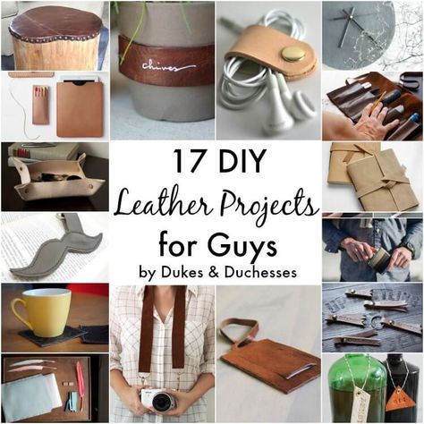 17 DIY leather projects for guys Diy Leather Gifts, Leather Working Projects, Leather Tutorial, Diy Projects For Men, Diy Leather Projects, Sac Diy, Painted Pots Diy, Man Crafts, Leather Craft Projects