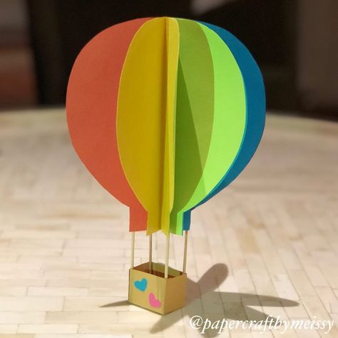 Hot Air Balloon Craft for Kids Mini Hot Air Balloon Diy, Preschool Crafts Activities, Ballon Crafts, Air Balloon Craft, Hot Air Balloon Art, Air Balloon Art, Balloon Craft, How To Make Cards