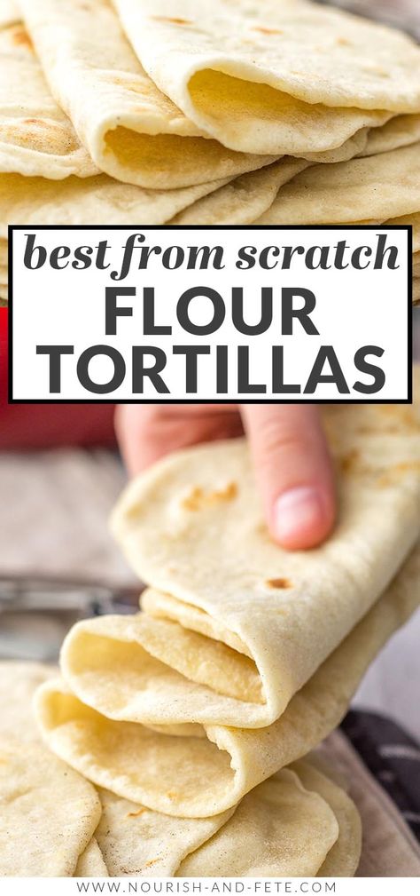 Impress everyone with these soft, delicious homemade flour tortillas! The recipe is easy to follow and the tortillas can be used in so many Mexican and Tex-Mex meals, the sky's the limit. Step by step photos show you exactly what to do. Soft Tortilla Recipe, Tortillas From Scratch, Tortilla Dough, Homemade Tortilla Recipe, Homemade Flour, Cake Loaf, Mexican Bread, Homemade Flour Tortillas, Tortilla Recipe