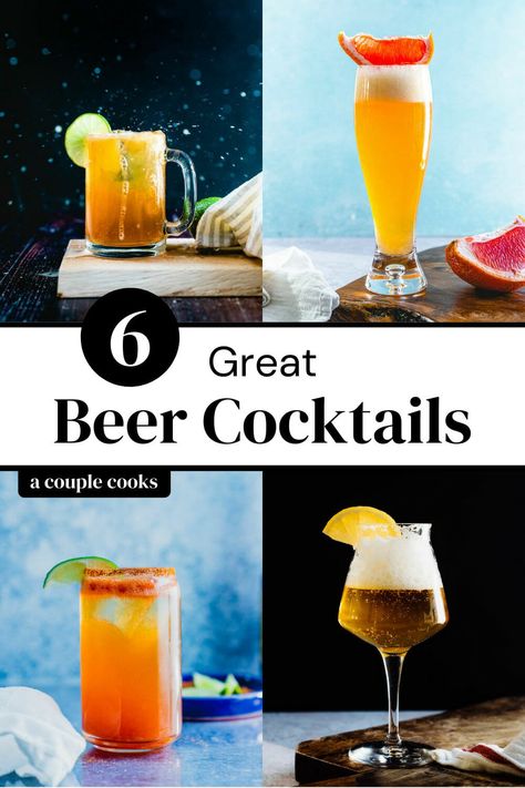 Want to mix your beer into something special? Try these great beer cocktails with something for everyone, from the chelada to the shandy. #beer #beercocktails #beerdrinks #beermixedrink Chelada Recipe, Beer Margarita Recipe, Moonshine Drink Recipes, Friday Cocktails, Beer Mixed Drinks, Alcoholic Drinks Cocktails, Liqueur Cocktails, Michelada Recipe, Beer Margarita