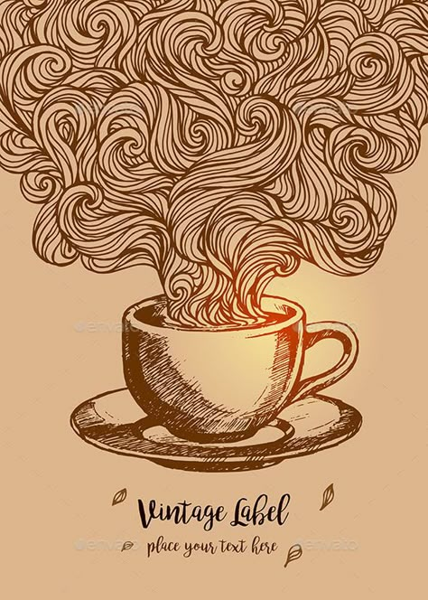 Hand-Drawn Cup of Coffee Doodle Coffee Doodle Art, Coffee Art Illustration Graphic Design, Coffee Doodle Art Illustrations, Coffee Illustration Artworks, Coffee Art Illustration, Coffee Cup Sketch, Cup Of Coffee Illustration, Coffee Mandala, Coffee Vector Art