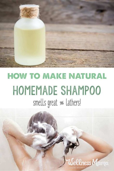 Shampoo Homemade, Homemade Shampoo Recipes, Homemade Natural Shampoo, Homemade Lotions, Săpunuri Handmade, Shampoo Recipe, Wellness Mama, Homemade Shampoo, Homemade Cosmetics