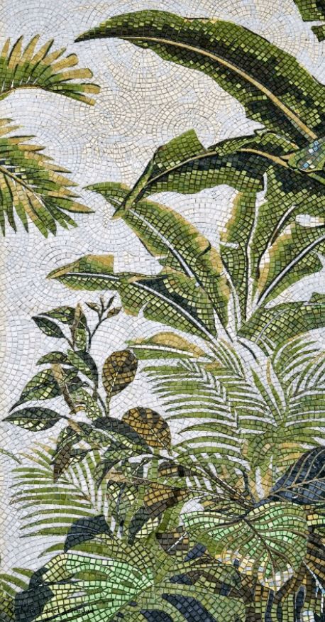 Sicis Mosaic, Green Wallpapers, Mosaic Tile Art, Mosaic Art Projects, Mosaic Murals, Leaf Plant, Mosaic Design, Mosaic Artwork, Garden Art Projects