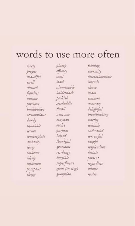 Words To Use For Poems, Pretty Words List, Fancy Words To Use In Writing, Enchanting Words Aesthetic, Aesthetic Usernames For Writers, Poem Words List, Beautiful Vocabulary Words, One Word Poetry Prompts, Fun Words To Write