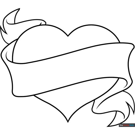 Free Heart with Ribbon Coloring Page for Kids Valentines Coloring Pages, Heart With Ribbon, Easy Drawing Guides, Free Printable Coloring Sheets, Computer Drawing, Sublimation Ideas Projects Inspiration, Valentine Coloring Pages, Drawing Guides, Heart Coloring Pages