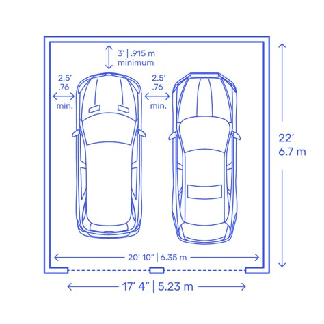 Garage Layouts Dimensions & Drawings | Dimensions.com Car Dimensions, Plan Garage, Garage Parking, Residential Garage, Garage Dimensions, Carport Garage, Carport Designs, Car Port, Garage Plan