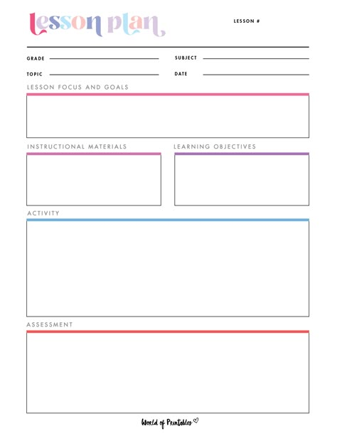 Easy Lesson Plans For Preschool, Lesson Plan Ideas Elementary, Teacher Planning Template, Blank Lesson Plans Free Printable, Teacher Day Plan Template, Prek Lesson Plan Template Free Printable, 1st Grade Lesson Plan Template, Preschool Curriculum Free Lesson Plans, 3rd Grade Lesson Plan Template