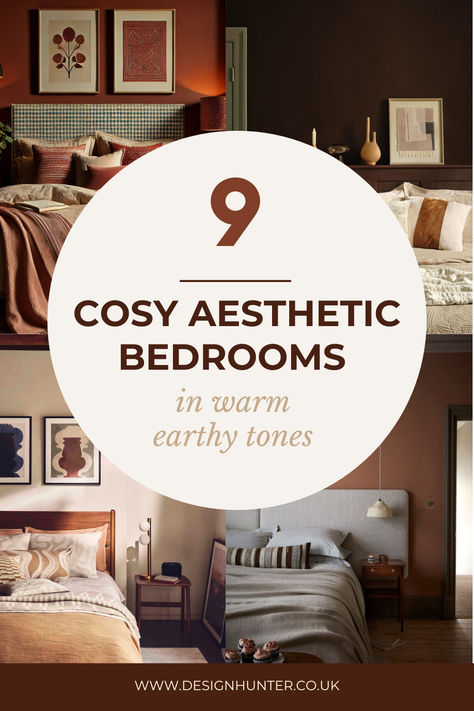 Cosy aesthetic bedroom with warm earthy tones, featuring terracotta accents and soft lighting for a moody, inviting vibe. Earth Tone Room Bedrooms, Earthy Grey Bedroom, Cosy Earthy Bedroom Ideas, Stone Colour Bedroom Ideas, Cosy Bedroom Paint Colours, Cozy Bedroom Color Palette, Beige And Rust Bedroom, Cosy Warm Bedroom Aesthetic, Warm Moody Bedroom