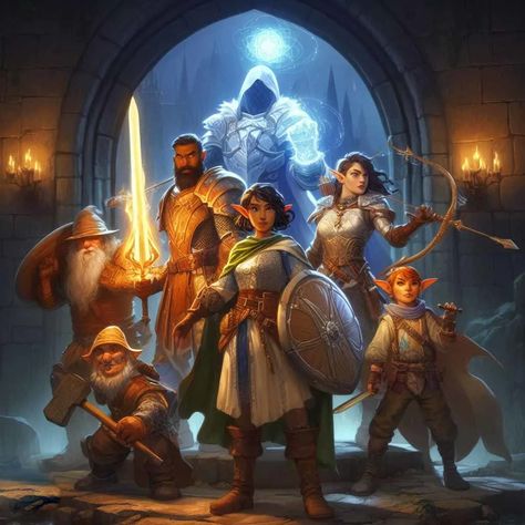 I will draw your dnd party art or dnd character art no ai for you Adventuring Party Dnd Aesthetic, Dnd Group Pose, D&d Party Art, Dnd Party Drawing, D&d Adventurer, Draw Your Favorite Character Challenge, Dnd Group Art, Dnd Party Art, Dnd World