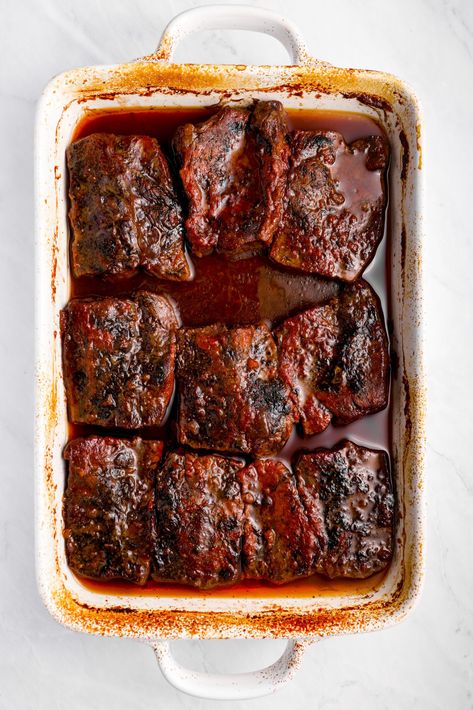 Slow-Baked BBQ Short Ribs - Once Upon a Chef Braised Meals, Beef Short Ribs Oven, Short Ribs In Oven, Short Rib Recipes Oven, Ribs Recipe Oven, Bbq Beef Short Ribs, Beef Short Ribs Recipe, Short Rib Recipes, Boneless Short Ribs