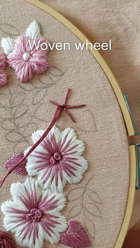 Ribbon Embroidery Tutorial, Embroidery Lessons, Stitch Work, Hand Embroidery Patterns Flowers, Embroidery Stitch, Diy Embroidery Patterns, Basic Embroidery Stitches, Handmade Embroidery Designs, Pola Sulam