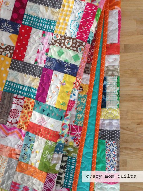 crazy mom quilts: crazy rails-a completed quilt Vintage Scrap Quilt Patterns, Easy Twin Size Quilts For Beginners, Scrappy Quilt Patterns Scrap Fabric Tutorials, Scraps Quilt Patterns, 2.5 Inch Strip Quilt Patterns, Crumb Quilts Free Pattern, Scrappy Quilt Patterns Free, Scrap Quilts Patterns Leftover Fabric, Scrappy Quilting