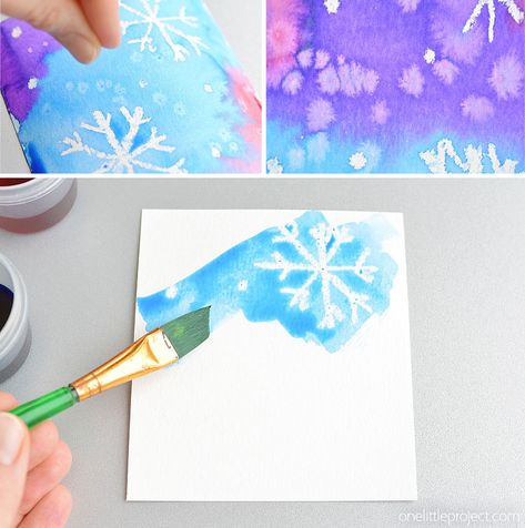 This magic salt and watercolor snowflake art project for kids is so much fun! The snowflakes magically appear when you add the paint and the salt makes the painting look “frosty”. This is such a cool process art idea for kids that’s fantastic in the classroom at school or on a snowy day at home this winter! Snowflake Art Project, Magic Salt, Watercolor Snowflake, Snowflake Art, Snowflakes Art, Art Project For Kids, Winter Art Projects, Thema Winter, Winter Preschool