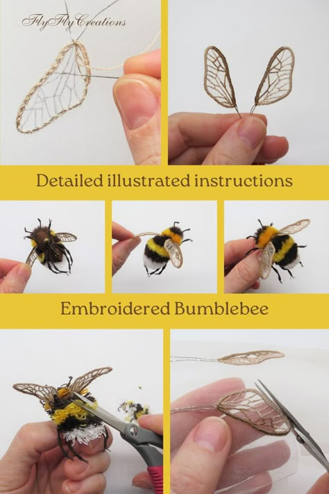 Bee Sewing Pattern, Fabric Insects, Embroidery Bugs, Weird Crafts, Bugs Embroidery, Embroidered Bee, Candy Land Christmas Decorations Diy, Bee Embroidery, Hand Embroidery Art