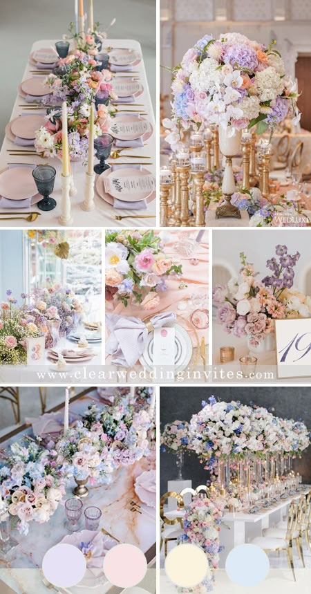 Pastel Colors Wedding Decoration, Mixed Pastel Wedding Theme, Wedding Colour Schemes Pastel, Pastels Wedding Colors, Pastel Flower Party Theme, Pastel Bridal Shower Ideas Color Schemes, Pastel Pink Bridal Shower Ideas, Pastel Color Decorations Party, Kawaii Wedding Theme