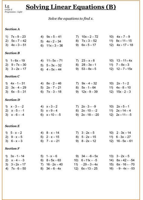 Year 7 Maths Worksheets Free Pictures | Educative Printable Solve For X Worksheet, Linear Inequalities Worksheet, Linear Equations And Inequalities, Year 7 Worksheets, Ks3 Maths Worksheets, Year 7 Maths Worksheets, Linear Equations Worksheet, Year 7 Maths, Pemdas Worksheets