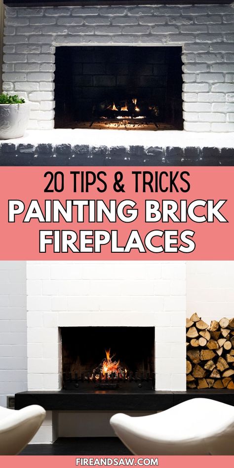 ideas for fireplace brick painting project Fireplace Colors Painted Brick, Brick Fireplace Color Ideas, How To Paint Fireplace Brick, How To Paint A Brick Fireplace, How To Paint Brick Fireplace, Fireplace Brick Makeover, Painting Fireplace Brick, Fireplace Color Ideas, Painting Brick Fireplaces