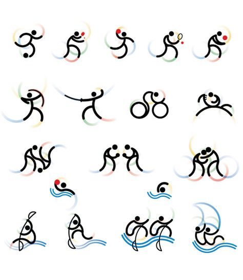 30 Amazing Pictogram Designs For Inspiration Olympic Pictogram, Olympic Icons, Olympic Design, Olympic Logo, Pictogram Design, Sign System, 카드 디자인, Desenho Tattoo, Web Graphic Design