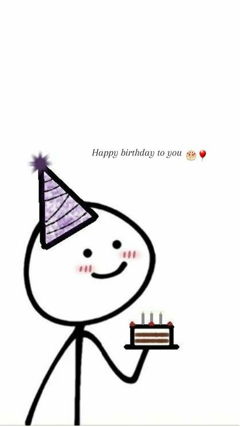 Happy Birthday Memes, Happy Birthday Doodles, Happy Birthday Icons, Happy Birthday Drawings, Funny Happy Birthday Song, Funny Stick Figures, Birthday Doodle, Bts Happy Birthday, Birthday Memes