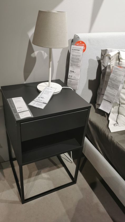 Vikhammer Nightstand IKEA. Filmed by Mauritz Interior & Design at IKEA Warszawa Poland Vikhammer Nightstand Hack, Ikea Vikhammer Nightstand, Vikhammer Nightstand, Nightstand Ikea, Nightstand Hack, Ikea Bedroom, Home Design Living Room, Diy Crafts Hacks, Decor Home Living Room