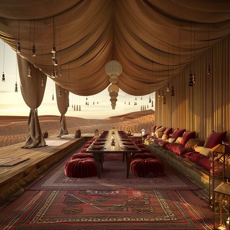 Arabic Night Party Ideas, Arabian Room, Moroccan Engagement, Arab Home Decor, Arab Party, Arabian Tent, Arabian Architecture, Arabian Decor, Arabian Nights Party