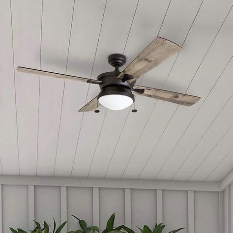 Londono 52'' Ceiling Fan with Light Kit Outdoor Ceiling Fan With Light, Angled Ceiling, Indoor Fans, Outdoor Ceiling, Fan With Light, Modern Ceiling Fan, Modern Ceiling, Pull Chain, Outdoor Ceiling Fans