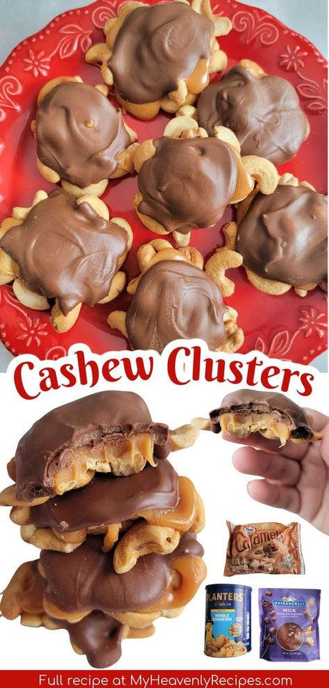 Chocolate Cover Cashews, Chocolate Toffee Cashew Clusters, Zebra Cashew Clusters, Carmel Cashew Candy, Cashew Turtle Clusters, Cashew Candy Holidays, Carmel Nuts Easy Recipes, Amish Cashew Clusters, Turtle Chocolate Candy