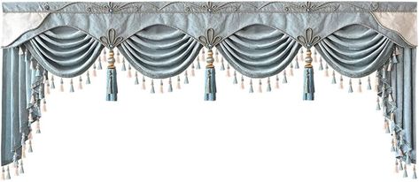 Amazon.com: KMSG Luxury European Blue Waterfall Valance for Window Swag Curtains with Tassels for Living Room Rod Pocket 1 Panel 79 Inch Wide : Home & Kitchen Curtains With Tassels, Living Room Valances, French Design Style, Window Swags, Blue Waterfall, Waterfall Valance, Chenille Curtains, Royal Bedroom, Luxury Windows