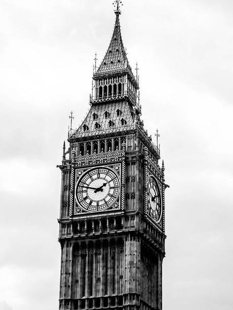 London In Black And White, White Wall Art Bedroom, London Black And White, Elizabeth Tower, City Environment, Bmw Art, Pen Art Work, London Wall Art, Art Bedroom Wall