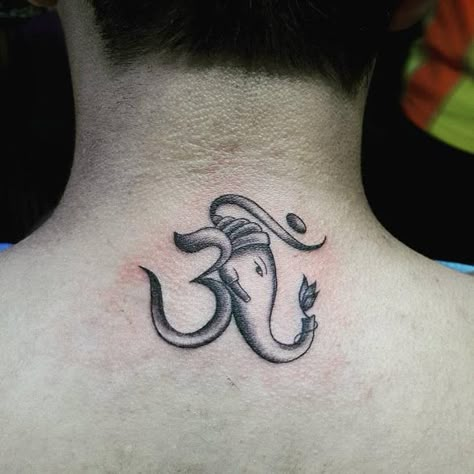 Ganesh Om Tattoo, Om With Ganesha Tattoo Designs, Shiva Outline, Ganesha Tattoos, Om Tattoo Designs, Om Shiva, Hindu Tattoos, Ganesh Tattoo, Luck Tattoo