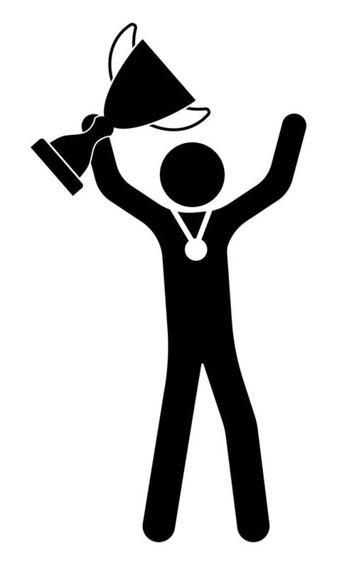 Stick figure, man holds prize, sports cup for participation in sports competitions. Award to winner of tournament. Vector Sports Day Poster, Business Man Photography, Sport Art Projects, Positive Quotes Encouragement, Overlays Instagram, Stick Man, Preschool Arts And Crafts, Sports Awards, Sport Icon