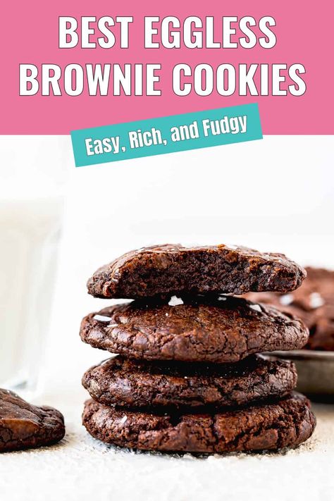 These Eggless Brownie Cookies are incredibly rich, chocolatey, and fudgy. If you’re a fan of chocolate, you’ll be in heaven with each bite. The combination of a slightly crisp exterior with a soft, fudgy center is unbeatable. You won’t miss the eggs at all because the texture is perfect. With simple ingredients you likely already have in your pantry, these cookies are a breeze to make. Eggless Brownie Cookies Recipe, Eggless Chocolate Crinkle Cookies, Easy Dessert No Eggs, Brownie Recipes No Eggs, Baking With No Eggs, Cookies Recipes Eggless, Eggless Cookies Recipes, Eggless Chocolate Cookies, Cookie Recipes Without Eggs