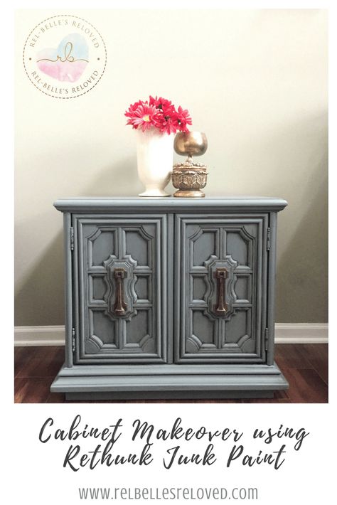 Cabinet Makeover using Rethunk Junk Paint by Laura in Timeless Teal, a limited edition color. Rethunk Junk Paint, Distressing Furniture, Furniture Remodel, Rethunk Junk, Cabinet Transformations, Chalk Paint Wax, Furniture Remodeling, Resin Paint, Painted Wooden Signs