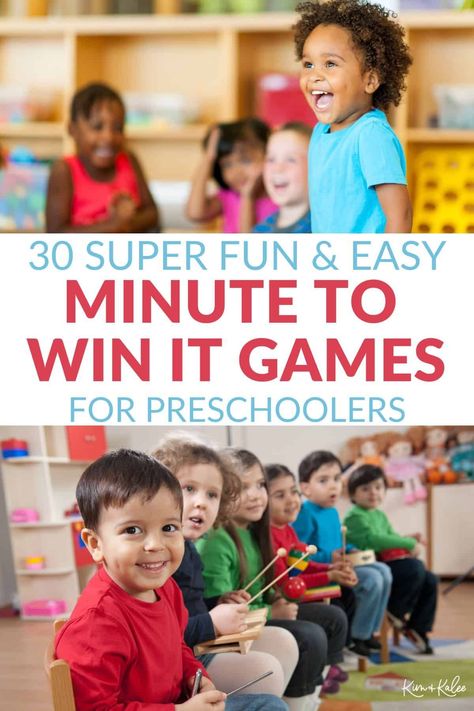 Minute To Win It Games Preschool, Indoor Games For Prek, Minute To Win It Toddler Games, Kids Minute To Win It Games Birthday, Preschool Class Party Games, Preschool Relay Games, New Year’s Eve Minute To Win It Games For Kids, Minute To Win It Games For Preschoolers, Minute To Win It Kindergarten