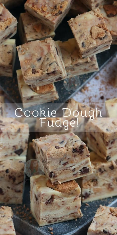 Cookie Dough Fudge! - Jane's Patisserie Gourmet Fudge Flavors, Milk And Cookies Fudge, Condensed Milk Fudge, Chocolate Chip Cookie Dough Fudge, Chocolate Condensed Milk, Homemade Cookie Dough, Cookie Dough Fudge, Homemade Fudge Recipes, Christmas Fudge