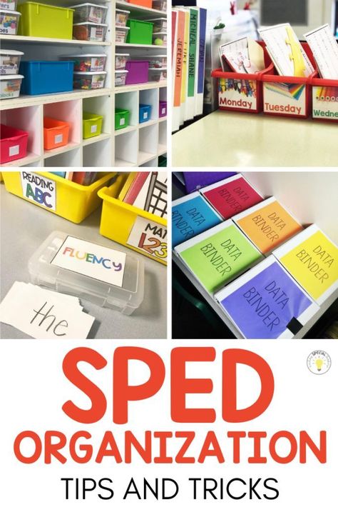 Need cheap storage ideas for organizing all the things in your special education classroom? Learn how to be a more organized teacher with these tips and tricks! These classroom organization ideas will help you keep your workboxes, data, file folders, centers, and supplies organized!