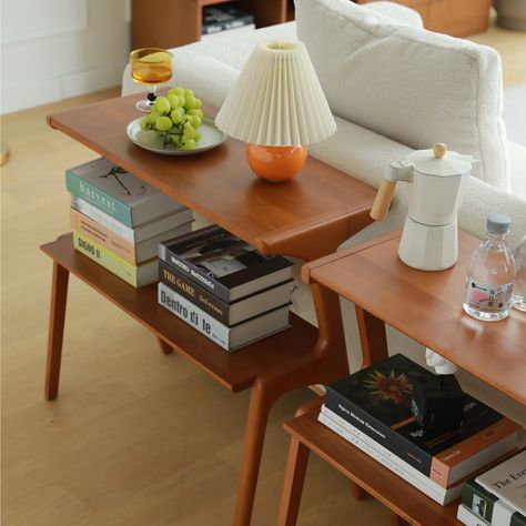 Give your home a modern, minimalist touch with the Fadzai Solid Wood Side Table. Made with high-strength environmental protection household paint and solid wood, this side table is sure to be a statement piece in any room. Get the perfect mix of style and function with the Fadzai Wood Side Table. Product Details Produc Bedroom Side Table Ideas, Designer Side Table, Modern Side Table Design, Side Table Ideas, Side Tables For Living Room, Space Desktop, Side Table Bedroom, Retro Side Table, Bedroom Side Table