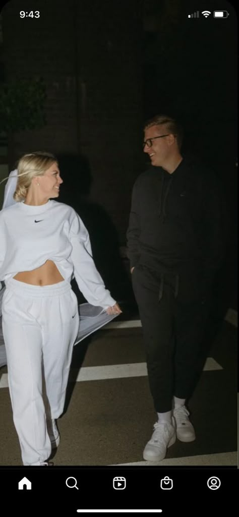 Bride And Groom Nike Sweats, Sweatsuit Wedding Exit, Wedding After Party Outfit Sweats, After Wedding Outfit The Bride Casual, Bride Reception Outfit With Sneakers, Wedding Exit Outfit Ideas, Bride And Groom Send Off Ideas, Comfy Reception Outfit Bride, Bride Sweat Suit